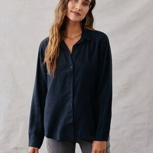 New NWT Bella Dahl Black Tencel Button Down Up Long Sleeve Blouse Top Size XS